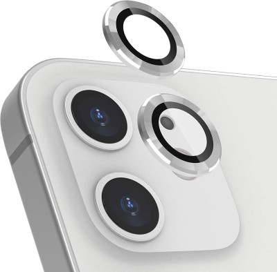 Unique4Ever Camera Lens Protector for Apple IPhone 12 Mini Metal Camera Ring Protector High Definition Anti-Scratch Dust Proof Bubble-Free Camera Lens ( SILVER )(Pack of 2)