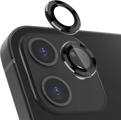 Unique4Ever Camera Lens Protector for Apple IPhone 12 Mini Metal Camera Ring Protector High Definition Anti-Scratch Dust Proof Bubble-Free Camera Lens ( BLACK )(Pack of 2)