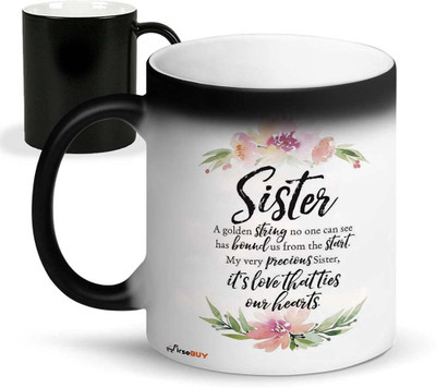 FirseBUY Magic for Sister, Cute Message Printed Ceramic Coffee Mug(325 ml)