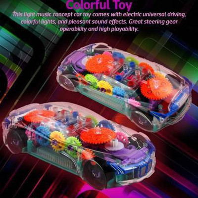 Toyvala Transparent Musical Concept Racing Car with 3D Flashing LED Lights for Kids-599(Multicolor)