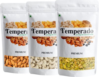 Temperado Dry Fruits Combo Pack | American Almonds , Cashew and Golden Raisins | Badam , Kaju , Kishimish | Combo Pack 750G (Pack of 3, Each 250G) Cashews, Almonds, Raisins(3 x 250 g)