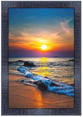 pnf Poster And Frame Vastu Sunrise Scenery Wooden Photo Frame | Home Decor Item Digital Reprint 14 inch x 10 inch Painting(With Frame)