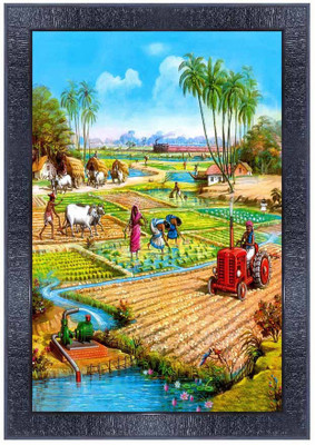 pnf Poster And Frame Hand Painted Landscape Scenery Wooden Photo Frame | Decor Item Digital Reprint 14 inch x 10 inch Painting(With Frame)