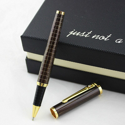 Hayman 24 ct Gold Plated Wooden Finish Roller Ball Pen(Ink Color - Blue)