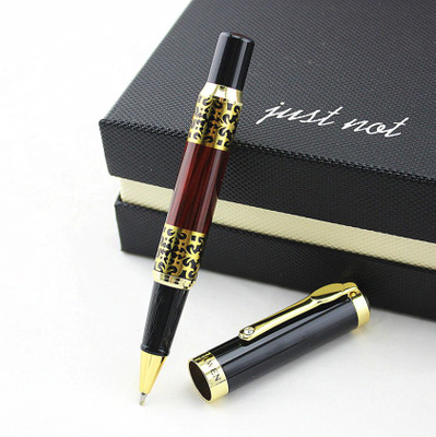 Hayman 24 ct Gold Plated Wooden Finish Roller Ball Pen(Ink Color - Blue)