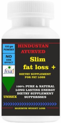 Hindustan Ayurved Slim fat loss +, Increase Fat Burn I Weight loss I Fat loss 100gm Powder(Pack -01) Plant-Based Protein(100 g, Plane)
