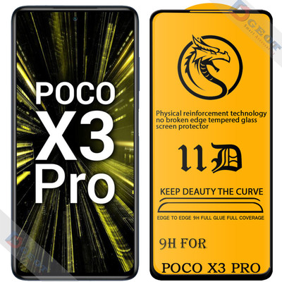 XRENGTH Edge To Edge Tempered Glass for -Poco X3 Pro |With Easy Installation Kit|Impact Absorb|Full Adhesive Glass|(Pack of 1)