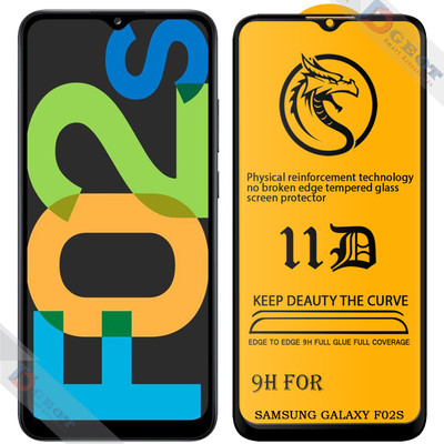 HQ Protection Edge To Edge Tempered Glass for Samsung Galaxy F02S |With Easy Installation Kit|Impact Absorb|Full Adhesive Glass|(Pack of 1)