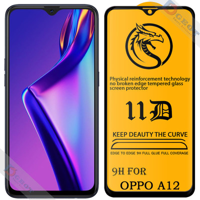 XRENGTH Edge To Edge Tempered Glass for -Oppo A12 |With Easy Installation Kit|Impact Absorb|Full Adhesive Glass|(Pack of 1)