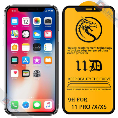 XRENGTH Edge To Edge Tempered Glass for -Apple iPhone XS |With Easy Installation Kit|Impact Absorb|Full Adhesive Glass|(Pack of 1)