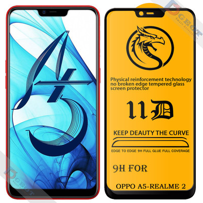 XRENGTH Edge To Edge Tempered Glass for -Oppo A5 |With Easy Installation Kit|Impact Absorb|Full Adhesive Glass|(Pack of 1)
