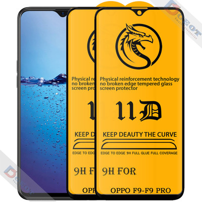 HQ Protection Edge To Edge Tempered Glass for Oppo F9 |With Easy Installation Kit|Impact Absorb|Full Adhesive Glass|(Pack of 2)