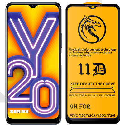 XRENGTH Edge To Edge Tempered Glass for -Vivo Y20I |With Easy Installation Kit|Impact Absorb|Full Adhesive Glass|(Pack of 1)