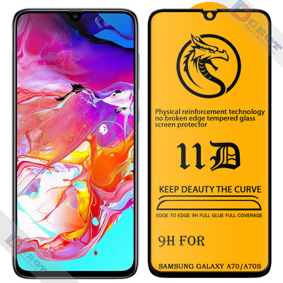 XRENGTH Edge To Edge Tempered Glass for -Samsung Galaxy A70 |With Easy Installation Kit|Impact Absorb|Full Adhesive Glass|(Pack of 1)