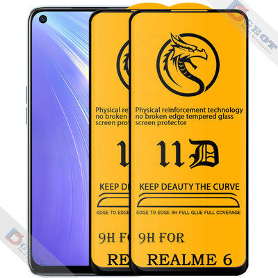 HQ Protection Edge To Edge Tempered Glass for Realme 6(Pack of 2)