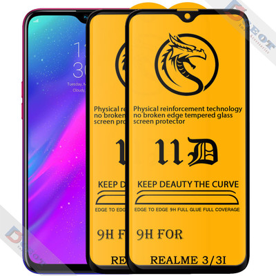 HQ Protection Edge To Edge Tempered Glass for Realme 3 |With Easy Installation Kit|Impact Absorb|Full Adhesive Glass|(Pack of 2)