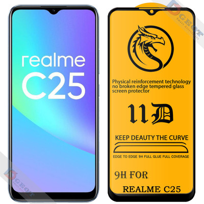 HQ Protection Edge To Edge Tempered Glass for Realme C25 |With Easy Installation Kit|Impact Absorb|Full Adhesive Glass|(Pack of 1)
