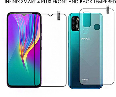 KANCHA Front and Back Tempered Glass for Infinix Smart 4 Plus(Pack of 2)
