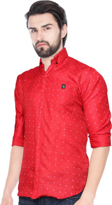 Indi Hemp Men Printed Casual Red Shirt