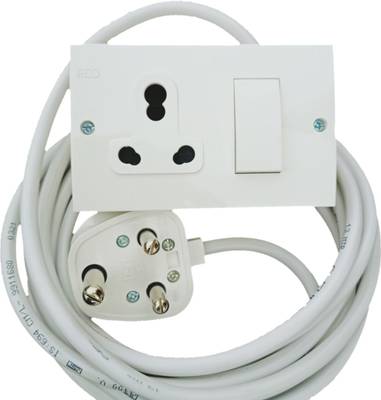 UKV 16A Extension board , 9 meter, 1.5 mm, 3 core copper cable , Havells SS combined and 16A , 3 pin plug (big) 1  Socket Extension Boards