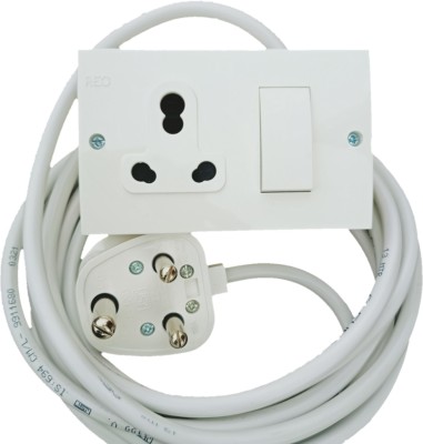 UKV 16A Extension board , 7 meter, 1.5 mm, 3 core copper cable , Havells SS combined and 16A , 3 pin plug (big) 1  Socket Extension Boards(White, 7 m)