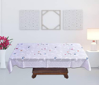 Shri Ganesh Handloom Floral 4 Seater Table Cover(White, Polyester)