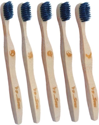 kd and sons 5 pcs curvy combo of Charcoal-Infused Soft Bristles bamboo toothbrush for a healthier gum (biodegradable & BPA free) Medium Toothbrush(Pack of 5)