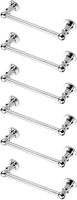 deeplax TARZAN TOWEL ROD/TOWEL HOLDER/TOWEL STAND/TOWEL HANGER/TOWEL RACK/TOWEL BAR/TOWEL RING (CHROME FINISHED) 18 INCHES (1.5 FEET) SET OF 6 PCS silver Towel Holder(White Metal, Stainless Steel)