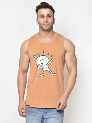MINISTRY OF FRIENDS Cartoon Men Round Neck Orange T-Shirt
