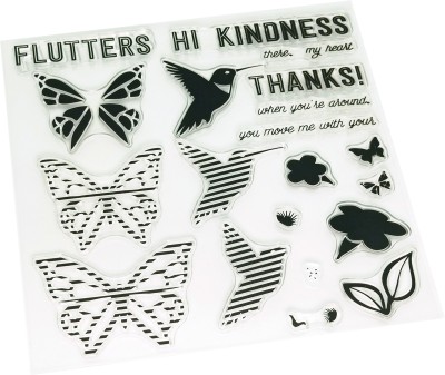 PRANSUNITA Designer Clear Rubber Blocks Stamp, Used in Textile & Block Printing, Card & Scrap Booking Making, 19 Designs in Card (Butterfly & Birds)