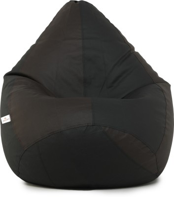 STAR XXL Classic Black and Brown Teardrop Bean Bag  With Bean Filling(Black)