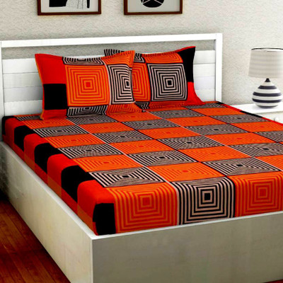 Flipkart SmartBuy 140 TC Microfiber Double Checkered Flat Bedsheet(Pack of 1, Multicolor)