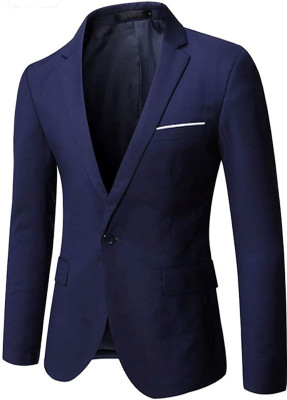TRULYFEB Solid Single Breasted Casual, Festive, Festive & Wedding, Formal, Wedding, Party Men Blazer(Blue)