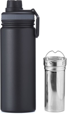InstaCuppa Thermos Infuser Water Bottle 470ML, Stainless Steel Infusion Unit,Recipes eBook 470 ml Flask(Pack of 1, Black, Steel)