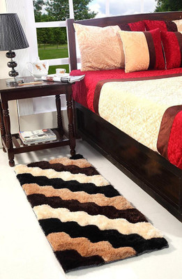 SPA Furnishing Black, Brown, White Polyester Carpet(2 ft,  X 1 ft, Rectangle)