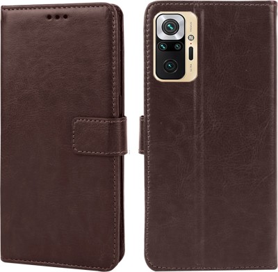 MG Star Flip Cover for Xiaomi Redmi Note 10 Pro Max(Brown, Shock Proof, Pack of: 1)