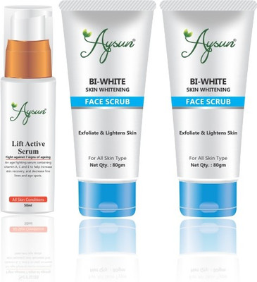 Aysun Lift Active Serum & BI_White Face Scrub Combo Pack of 3(2 Items in the set)