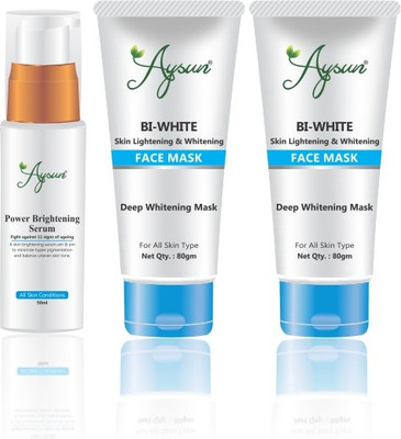 Aysun Power Brightening Serum & BI-White Face Mask Combo Pack of 3(2 Items in the set)