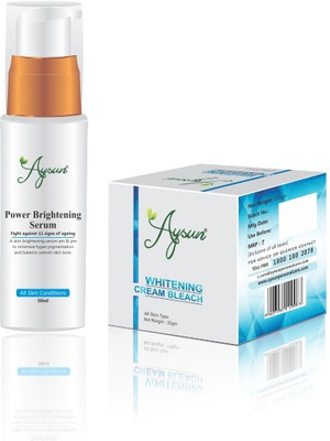 Aysun Power Brightening Serum & Whitening Cream Bleach Combo Pack of 2(2 Items in the set)