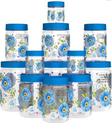 GPET Plastic Grocery Container  - 2000 ml, 1000 ml, 750 ml, 200 ml(Pack of 12, Blue)