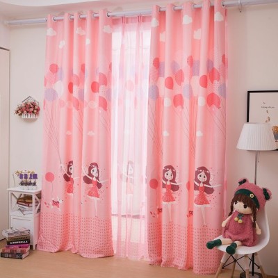 V4S 274 cm (9 ft) Polyester Room Darkening Long Door Curtain (Pack Of 2)(Cartoon, Red)