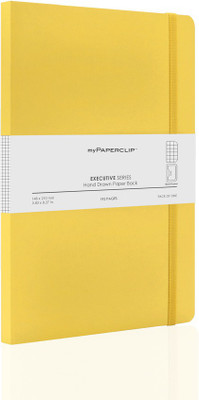 myPAPERCLIP Executive Series with Pocket A5 Notebook Checked 192 Pages(Yellow)