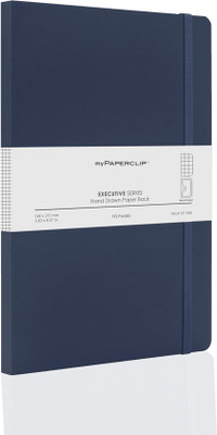 myPAPERCLIP Executive Series A5 with Pocket A5 Notebook Checked 192 Pages(Blue)