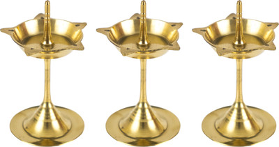 Spillbox Brass (Pack of 3) Table Diya(Height: 3.5 inch)