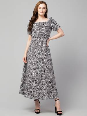 RVS FASHION MART Women A-line White, Black Dress