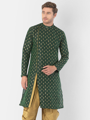 DEYANN Men Printed Straight Kurta(Green)