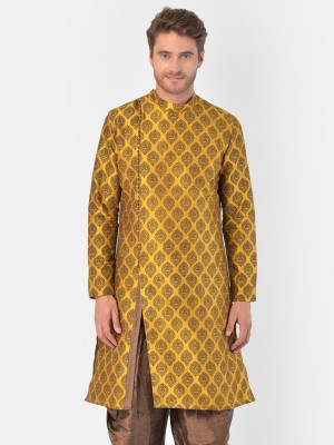 DEYANN Men Woven Design Straight Kurta(Yellow)