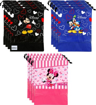 Billion Designer Disney Print 12 Piece Non Woven Travel Shoe Cover, String Bag Organizer (Black & Royal Blue & Pink) -HS_35_BILLION18071 HS_35_018071(Black & Royal Blue & Pink)