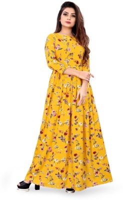 Hiral Creation Women Fit and Flare Yellow Dress