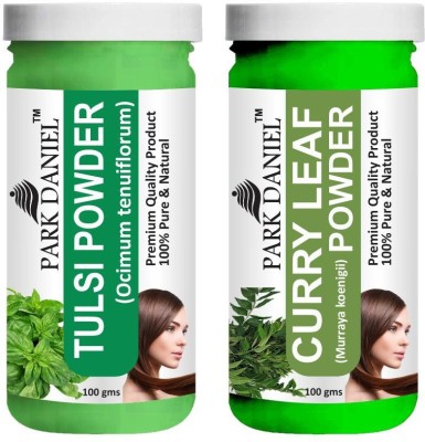 PARK DANIEL Pure & Natural Tulsi Powder & Curry Leaf Powder Combo Pack of 2 Bottles of 100 gm (200 gm )(200 ml)